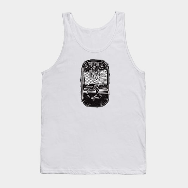 Tin Of Sardines Linocut Tank Top by AdamRegester